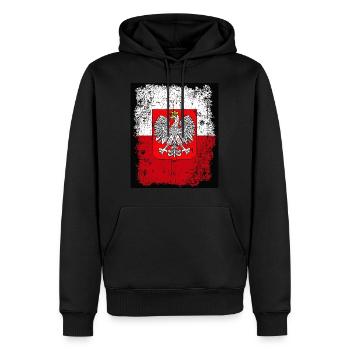 Pologne Polska Pologne armoiries du drapeau J'aime Polska - Sweat à capuche Premium bio Homme - noir - Devant - Nico (187cm)