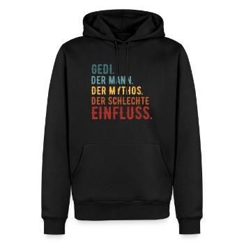 Gedi Firmgedi Taufgedi Geschenk - Männer Premium Bio Hoodie - Schwarz - Vorne - Nico (187cm)