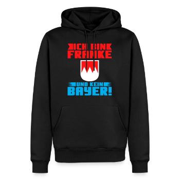 Ich bin Franke und kein Bayer! - Männer Premium Bio Hoodie - Schwarz - Vorne - Nico (187cm)