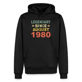 Legendary August 1980 year 40 birthday gift - Men’s Premium Organic Hoodie - black - Front - Nico (187cm)