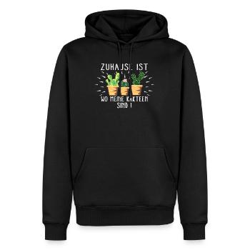 Zuhause ist wo meine Kakteen sind - Männer Premium Bio Hoodie - Schwarz - Vorne - Nico (187cm)