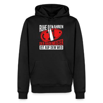 Bademeister - Männer Premium Bio Hoodie - Schwarz - Vorne - Nico (187cm)