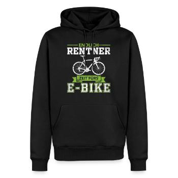 Rentner E-Bike Geschenk - Männer Premium Bio Hoodie - Schwarz - Vorne - Nico (187cm)