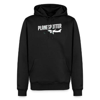 Planespotter - Männer Premium Bio Hoodie - Schwarz - Vorne - Nico (187cm)