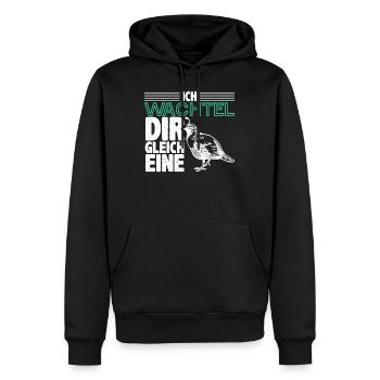 Wachtel - Männer Premium Bio Hoodie - Schwarz - Vorne - Nico (187cm)