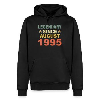 Legendary since August 1995 year birthday gift - Men’s Premium Organic Hoodie - black - Front - Nico (187cm)