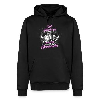 Feuerwehrfrau Feuerwehr Mädchen Frau Beruf Sprüche - Männer Premium Bio Hoodie - Schwarz - Vorne - Nico (187cm)