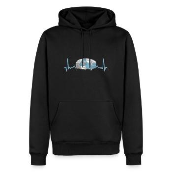 Heartbeat Camping Caravan Camper Gift - Men’s Premium Organic Hoodie - black - Front - Nico (187cm)