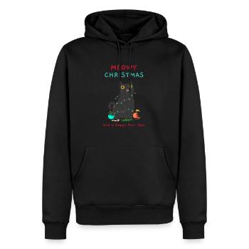 Christmas Sweater - Meowy Christmas - Men’s Premium Organic Hoodie - black - Front - Nico (187cm)