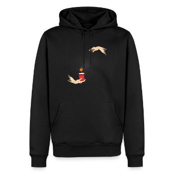 Michelangelo Hände beerpong - Männer Premium Bio Hoodie - Schwarz - Vorne - Nico (187cm)