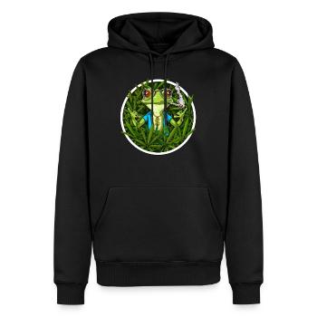 Frosch, der Unkraut raucht - Männer Premium Bio Hoodie - Schwarz - Vorne - Nico (187cm)