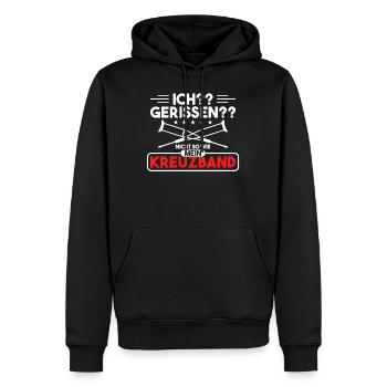 Kreuzbandriss Knie Sportverletzung Krücken - Männer Premium Bio Hoodie - Schwarz - Vorne - Nico (187cm)