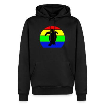 Silhouette tortue marine rétro vintage multicolore - Sweat à capuche Premium bio Homme - noir - Devant - Nico (187cm)