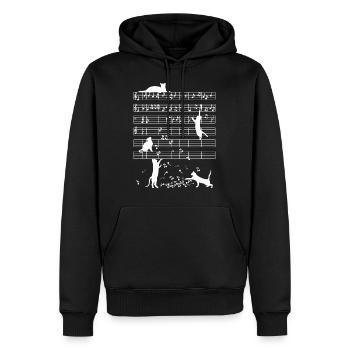 Katzen Musik Noten Geschenk - Männer Premium Bio Hoodie - Schwarz - Vorne - Nico (187cm)