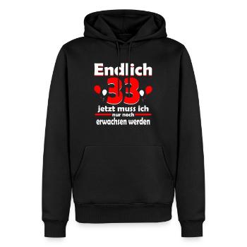 Enfin 33 ans 33 anniversaire cadeau - Sweat à capuche Premium bio Homme - noir - Devant - Nico (187cm)