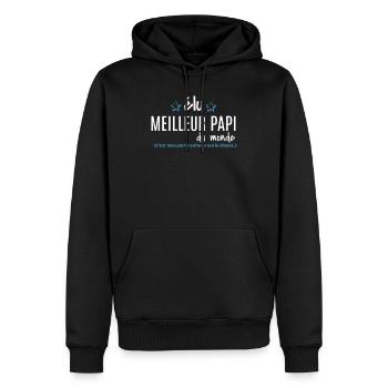Elu meilleur papi du monde idée cadeau papy - Sweat à capuche Premium bio Homme - noir - Devant - Nico (187cm)