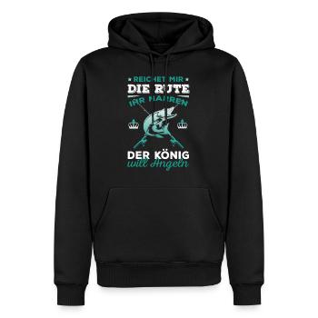 Angler Spruch Angeln Angelkönig Angeltrip Fischer - Männer Premium Bio Hoodie - Schwarz - Vorne - Nico (187cm)