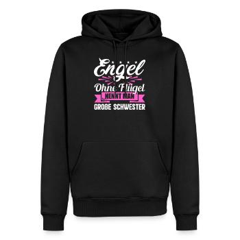 Schwester Geschwister Geschenkidee - Männer Premium Bio Hoodie - Schwarz - Vorne - Nico (187cm)