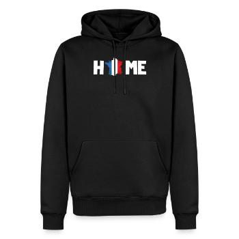 Cadeau maison France - Sweat à capuche Premium bio Homme - noir - Devant - Nico (187cm)