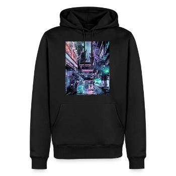 Nächtlicher Regen in Shanghai, China - Männer Premium Bio Hoodie - Schwarz - Vorne - Nico (187cm)