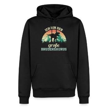 Brudersaurus die großer Bruder Geschenkidee - Männer Premium Bio Hoodie - Schwarz - Vorne - Nico (187cm)