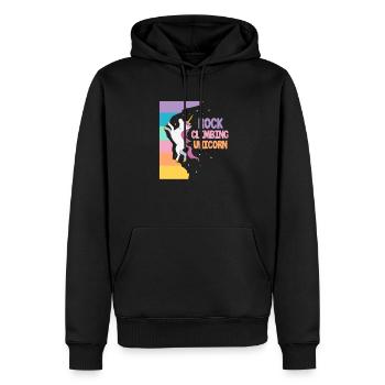 Licorne grimpante - Sweat à capuche Premium bio Homme - noir - Devant - Nico (187cm)