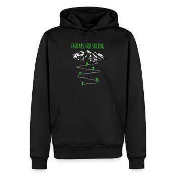 Fridays For Skiing Alpen Berge Skifahrer Spruch - Männer Premium Bio Hoodie - Schwarz - Vorne - Nico (187cm)