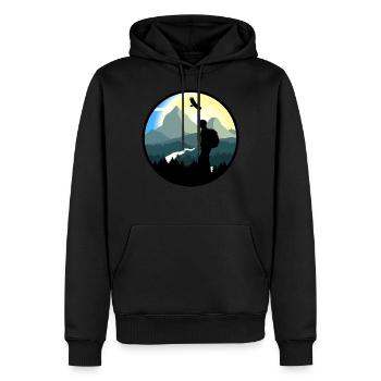 Montagnes, randonnée, nature sauvage - homme - Sweat à capuche Premium bio Homme - noir - Devant - Nico (187cm)