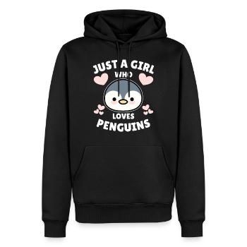 Just a Girl who loves Penguins Penguin Gift - Men’s Premium Organic Hoodie - black - Front - Nico (187cm)