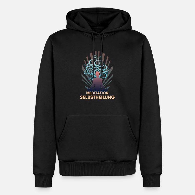 La méditation est l'auto-guérison - Sweat à capuche Premium bio Homme - noir