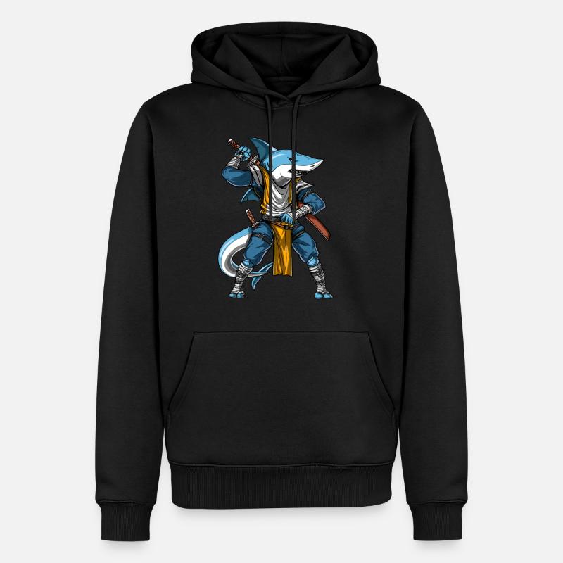 Requin Samurai Ninja - Sweat à capuche Premium bio Homme - noir