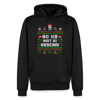 Ho Ho Hoit die Goschn! Weihnachten lustig Bayern - Männer Premium Bio Hoodie - Schwarz - Vorne - Nico (187cm)