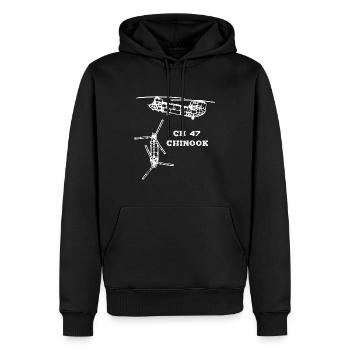CH 47 Chinook Transport Hélicoptère Militaire - Sweat à capuche Premium bio Homme - noir - Devant - Nico (187cm)