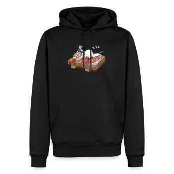 Sushi endormi | Sushi endormi | Japon kawaii - Sweat à capuche Premium bio Homme - noir - Devant - Nico (187cm)