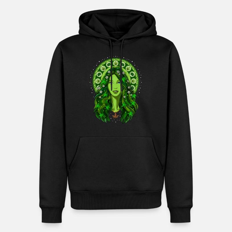Déesse des mauvaises herbes Stoner - Sweat à capuche Premium bio Homme - noir