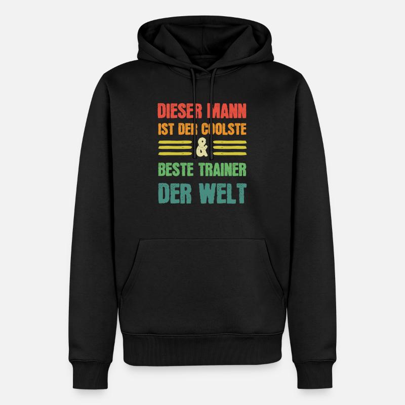Coolster & Bester Trainer der Welt - Männer Premium Bio Hoodie - Schwarz