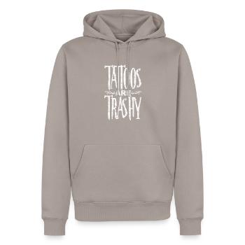 Tatouage - Sweat à capuche Premium bio Homme - taupe - Devant - Nico (187cm)