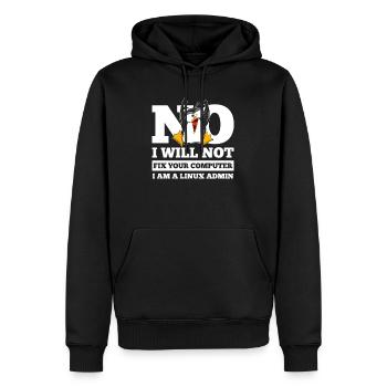 Linux SysAdmin Hacker Coder Penguin Computer Fix - Men’s Premium Organic Hoodie - black - Front - Nico (187cm)