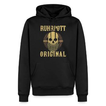 Ruhrpott Ruhrgebiet - Glück Auf Skull Geschenk - Männer Premium Bio Hoodie - Schwarz - Vorne - Nico (187cm)