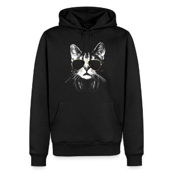 Dj Cat Weiß - Männer Premium Bio Hoodie - Schwarz - Vorne - Nico (187cm)