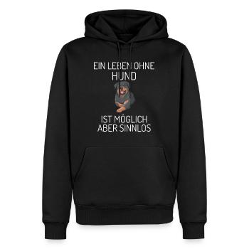 Ein Leben ohne Hund ist möglich - aber sinnlos - Männer Premium Bio Hoodie - Schwarz - Vorne - Nico (187cm)