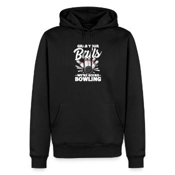 Bowling - Männer Premium Bio Hoodie - Schwarz - Vorne - Nico (187cm)