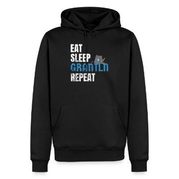 Eat Sleep Grantln Repeat - Bayrischer Dialekt - Männer Premium Bio Hoodie - Schwarz - Vorne - Nico (187cm)