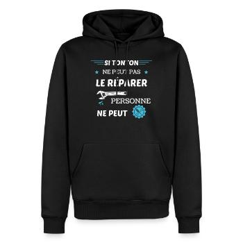 Si tonton ne peut pas le réparer personne ne peut - Sweat à capuche Premium bio Homme - noir - Devant - Nico (187cm)