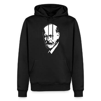 Sigmund Freud weiß auf schwarz - Sweat à capuche Premium bio Homme - noir - Devant - Nico (187cm)