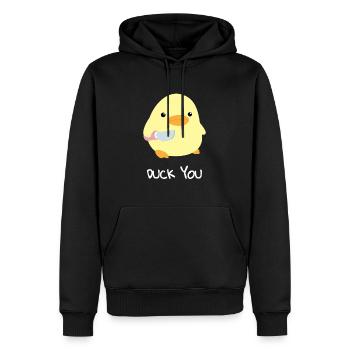Canard vous canard avec un couteau meme drôle disant - Sweat à capuche Premium bio Homme - noir - Devant - Nico (187cm)