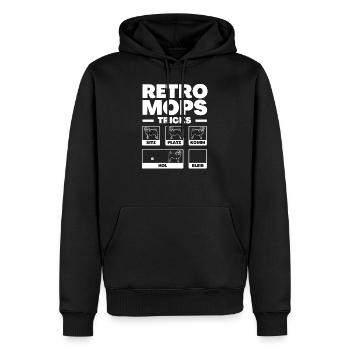 Retro-Mops - Männer Premium Bio Hoodie - Schwarz - Vorne - Nico (187cm)