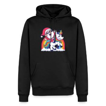Weihnachts-Weihnachtsmann-reitendes Einhorn-Weihnachtsgeschenke - Männer Premium Bio Hoodie - Schwarz - Vorne - Nico (187cm)