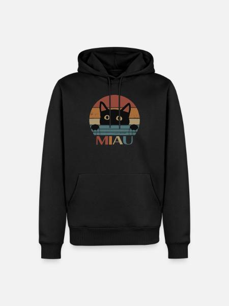 Katze Miau - Männer Premium Bio Hoodie - Schwarz