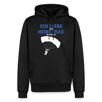 Lustiger Spruch Paragliding Ich liebe meine Frau - Männer Premium Bio Hoodie - Schwarz - Vorne - Nico (187cm)